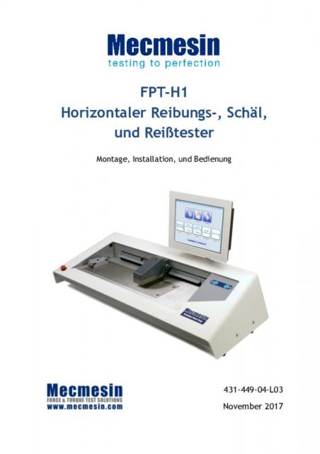 Schal FPT-H1水平Reibungs -,和Reißtester蒙太奇,安装,和Bedienung
