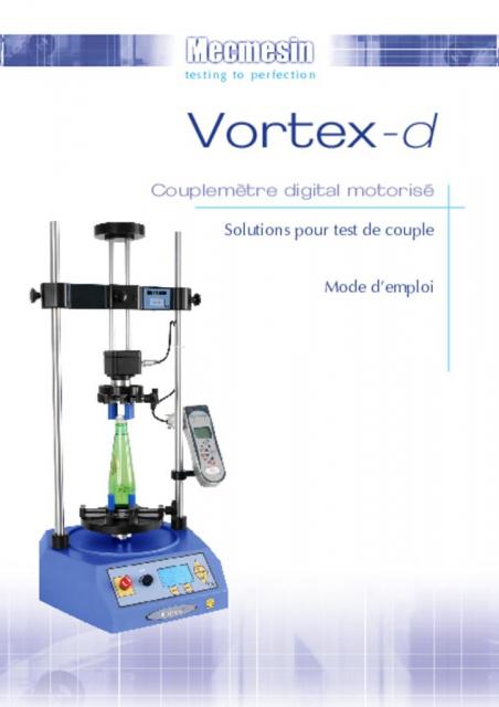 Vortex-d Couplemetre数字使机械化解决倒测试de d 'emploi几个模式