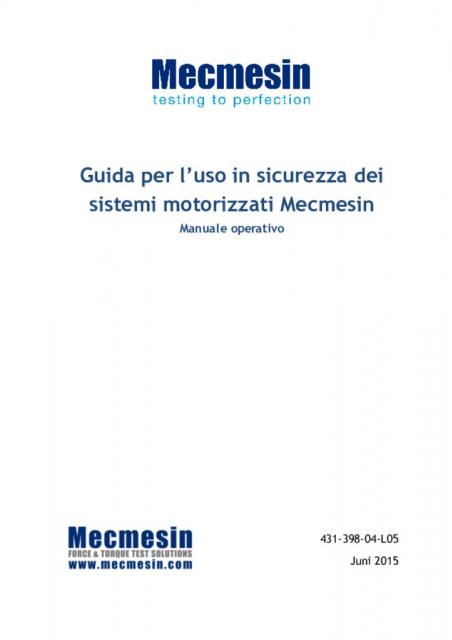 每l 'uso Guida sicurezza一些sistemi motorizzati MecmesinBOB体育最新下载安装 Manuale operativo