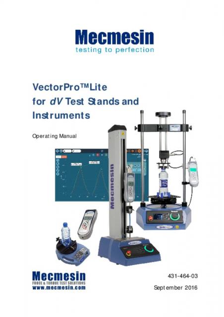 VectorPro Lite dV测试台和仪器操作手册