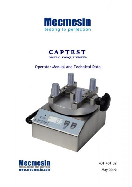 Captest数字扭矩测试仪操作手册和技术数据