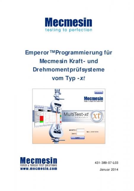 Emperor™Programmierung für MBOB体育最新下载安装ecmesin Kraft- und Drehmomentprüfsysteme vom Typ -xt
