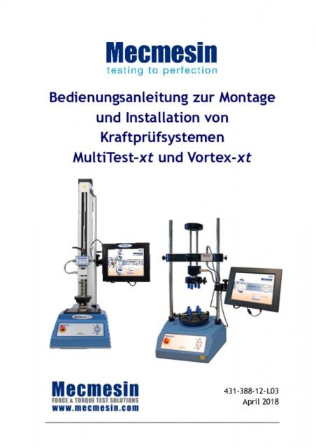 Bedienungsanleitung Zur montage und Installation VonKraftPrüfsystemenMuttitest – xt und vortex-xt